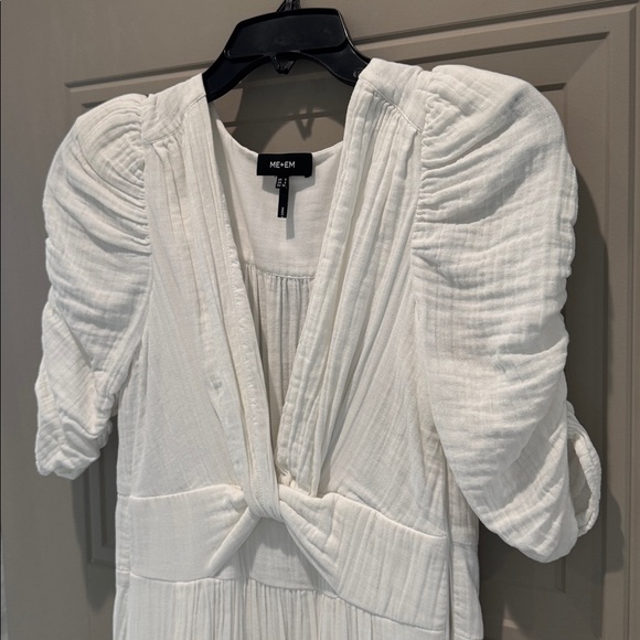 ME+EM Cheesecloth Gathered Sleeve White Maxi Dress NWOT - Picture 4 of 8